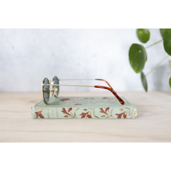 Vintage round 1990s Sunglasses NOS Aviator Gold tone nice lens hippie boho - Picture 5 of 8